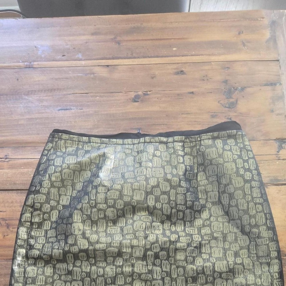 Ann Taylor LOFT Petites Gold Black Metallic Jacquard Mini Skirt Size 4P Holiday